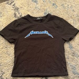 Metallica Brown T-Shirt Crop Top Size XS